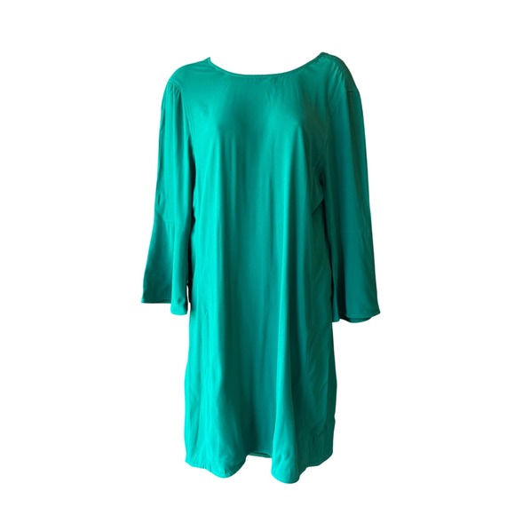 Sandro Paris Green Shift Dress Women's Size 2 Bell Sleeve Cocktail Work Wear - Picture 1 of 10
